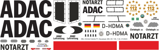EC 135 - ADAC - D-HDMA Christoph 30 - Decal 385 -1:18