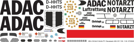 EC 135 - ADAC - D-HHTS Christoph 20 - Decal 438 - 1:18