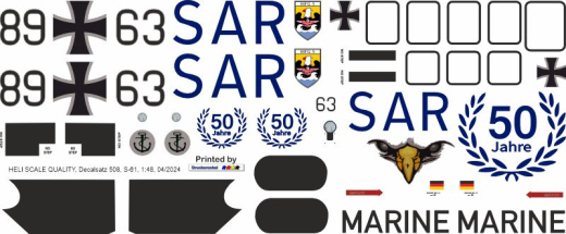 S-61 - Bundeswehr Marine - 50 Jahre SAR - 89+63 - Decal 508 - 1:72