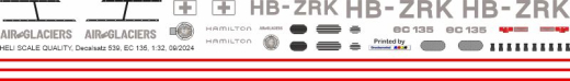 EC 135 - Air-Glaciers - HB-ZRK - Decal 539 - 1:18