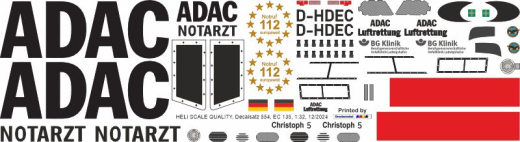 EC 135 - ADAC - D-HDEC Christoph 5 - Decal 554 - 1:18