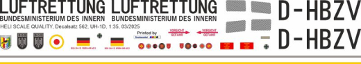 UH-1D - Luftrettung BMI - D-HBZV - Decal 562 - 1:24