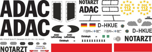 EC 135 - ADAC - D-HKUE - 40 Jahre Christoph 19 - Decal 574 - 1:18