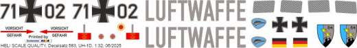 UH-1D - Bundeswehr Luftwaffe 71+02 - Decal 583 - 1:48