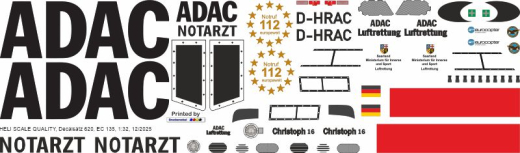EC 135 - ADAC - D-HRAC Christoph 16 - Decal 620 - 1:18