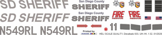 UH-1H - San Diego County Sheriff - N549RL - Decal 633 - 1:32