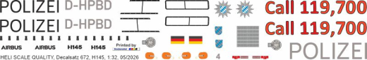 H145 / EC 145T2 - Polizei Bayern - D-HPBD -Call 119,700 - Decal 672 - 1:24